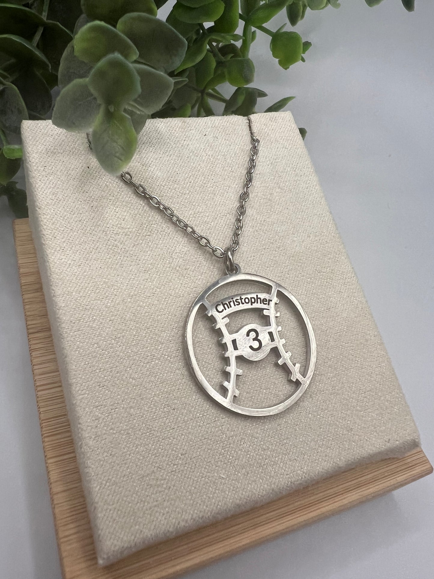 Engraved Baseball/Softball Pendant Necklace