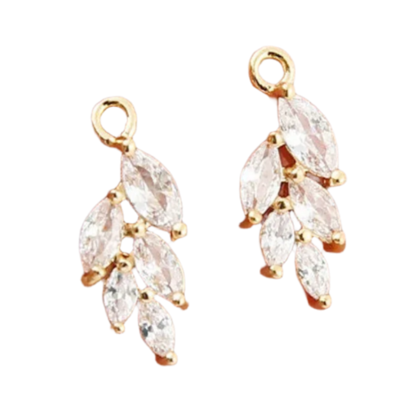 Gold Leaf Cubic Zirconia Charm