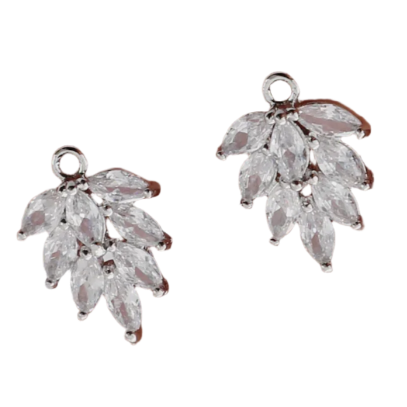 Silver Feather Cubic Zirconia Charm