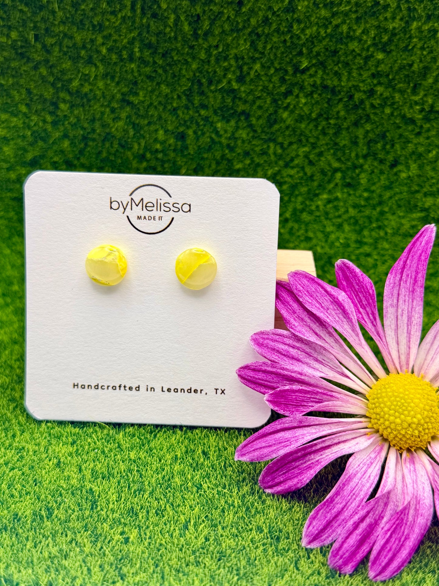 Yellow Small Circle Stud Earrings