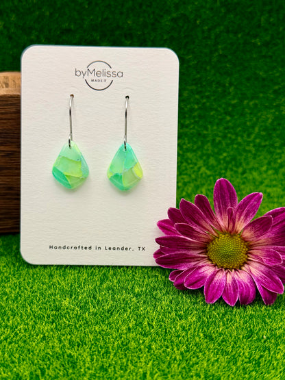 Lime and Turquoise Petite Kite Drop Earrings in Silver
