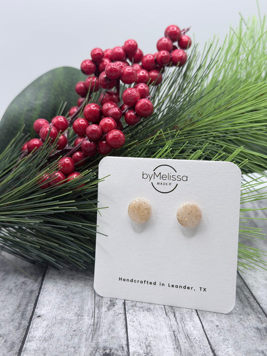 White and Gold Small Circle Stud Earrings