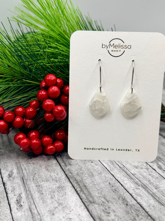 White and Silver Petite Kite Drop Earrings