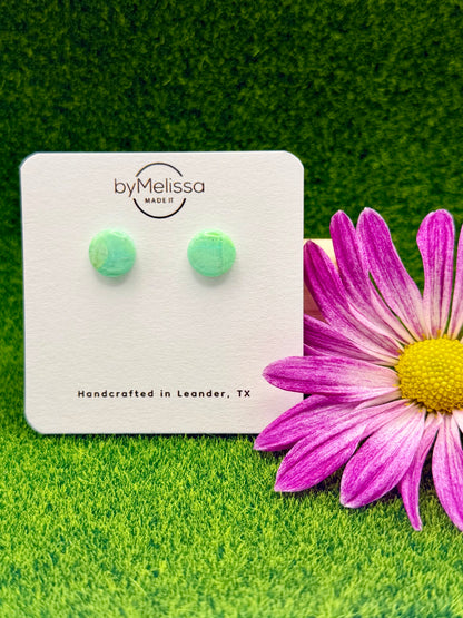 Lime and Turquoise Small Circle Stud Earrings