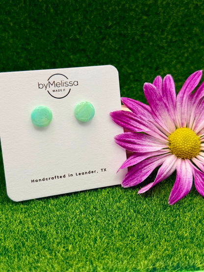 Lime and Turquoise Small Circle Stud Earrings