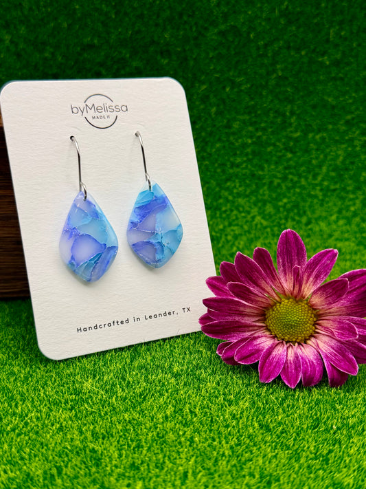 Sky Blue and Periwinkle Small Kite Drop Earrings in Silver