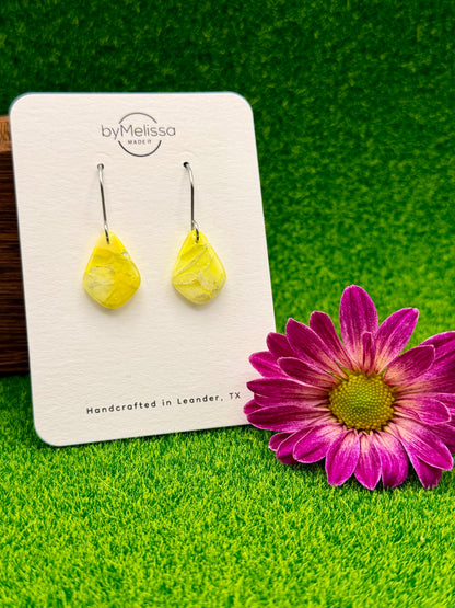 Yellow Petite Kite Drop Earrings in Silver