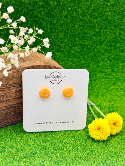 Orange Small Circle Stud Earrings