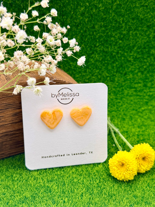 Orange Heart Stud Earrings