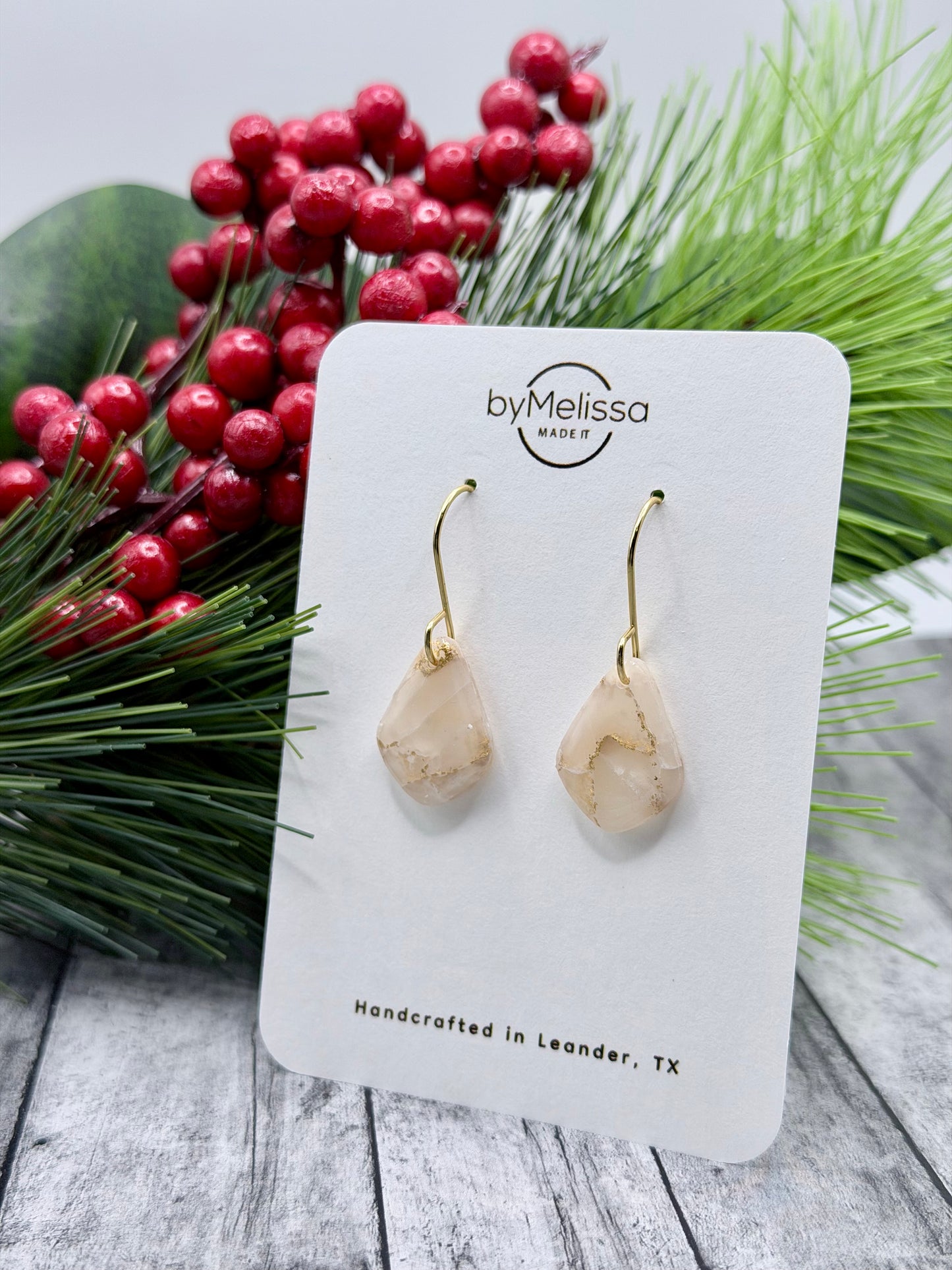 White and Gold Petite Kite Drop Earrings