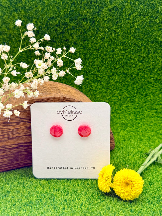 Red and Orange Small Circle Stud Earrings