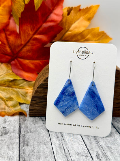 Navy and Columbia Blue Medium Kite Drop Earrings
