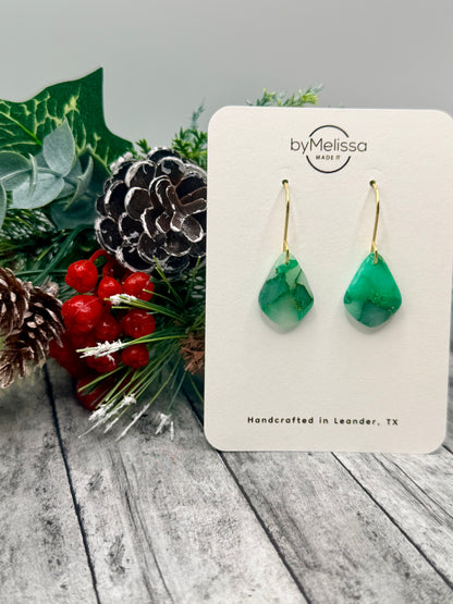 Green and Gold Petite Kite Drop Earrings