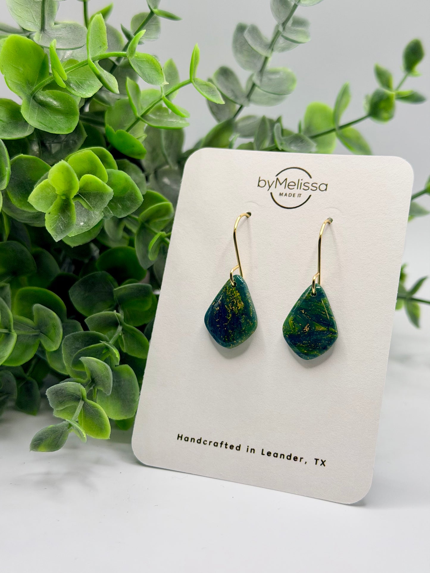 Navy and Gold Petite Kite Drop Earrings in Gold