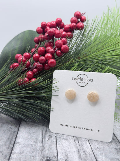 White and Gold Small Circle Stud Earrings