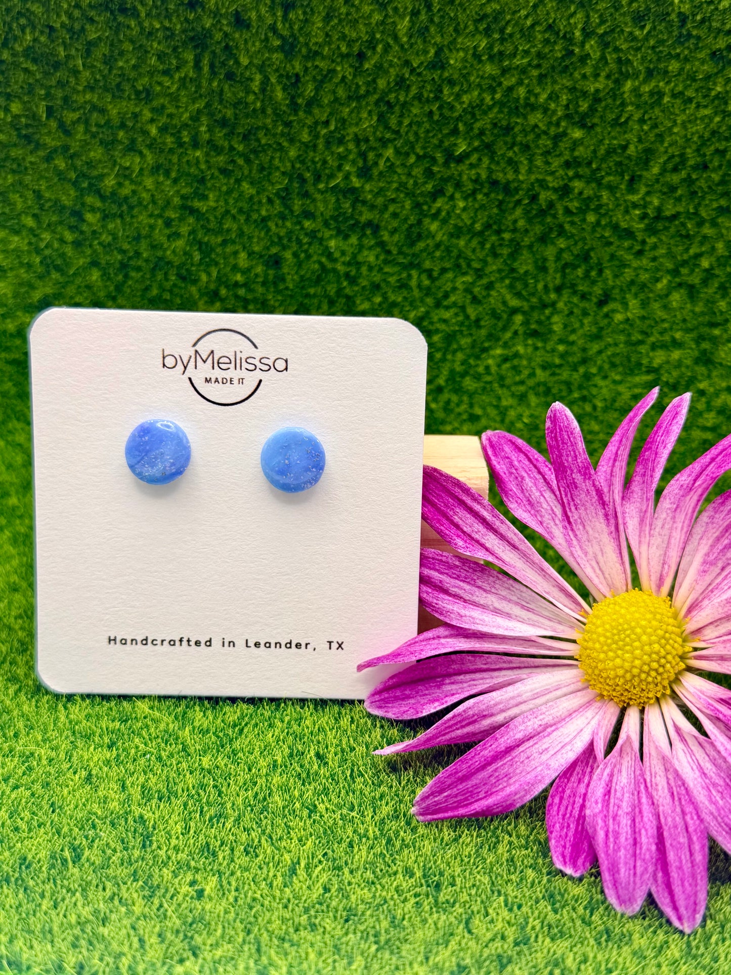 Sky Blue and Periwinkle Small Circle Stud Earrings