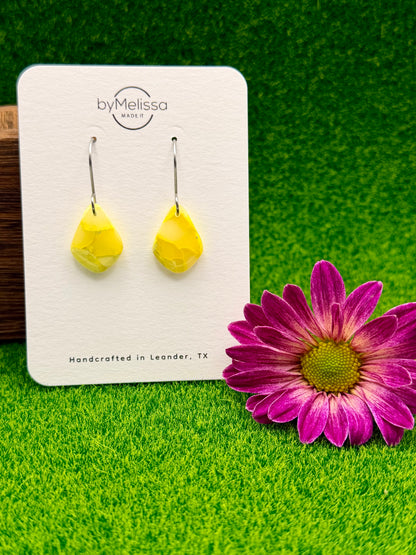 Yellow Petite Kite Drop Earrings in Silver