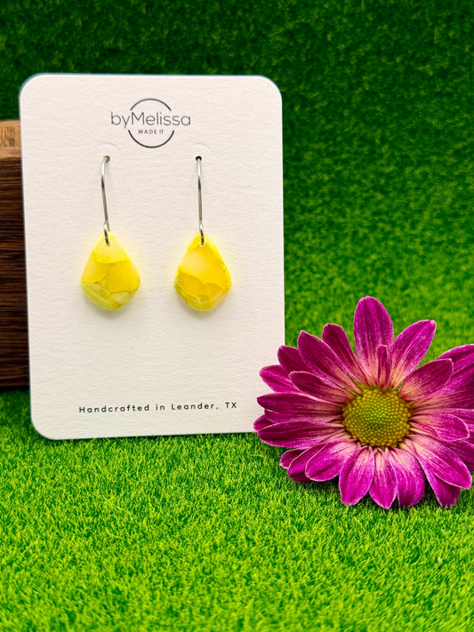 Yellow Petite Kite Drop Earrings in Silver