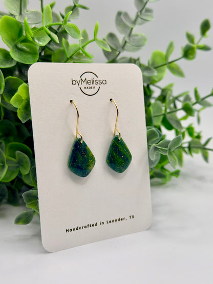 Navy and Gold Petite Kite Drop Earrings in Gold