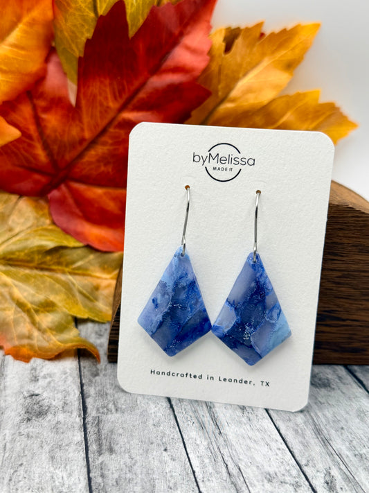 Navy and Columbia Blue Medium Kite Drop Earrings