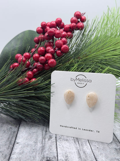 White and Gold Teardrop Stud Earrings