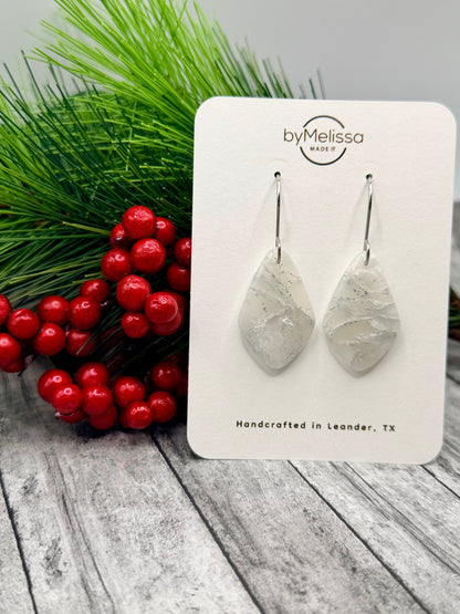 White and Silver Small Kite Drop Earrings