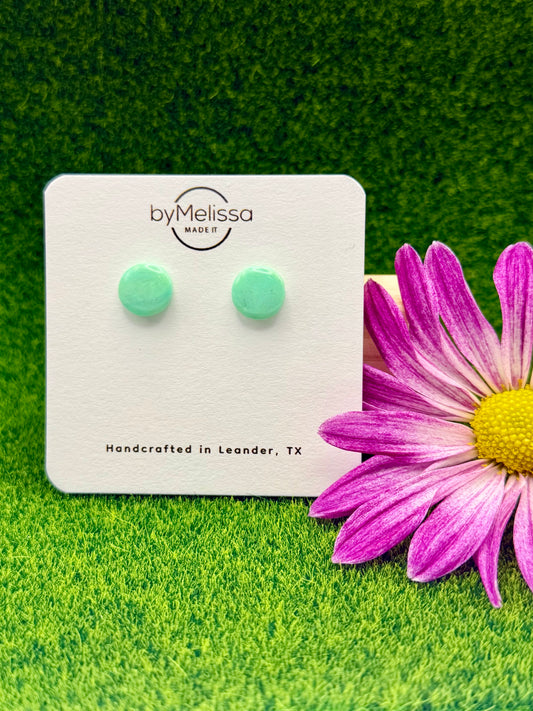Lime and Turquoise Small Circle Stud Earrings