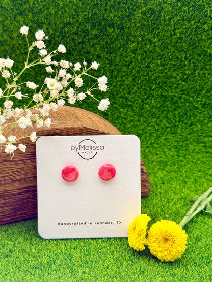 Red and Orange Small Circle Stud Earrings