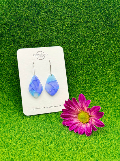 Sky Blue and Periwinkle Small Kite Drop Earrings in Silver
