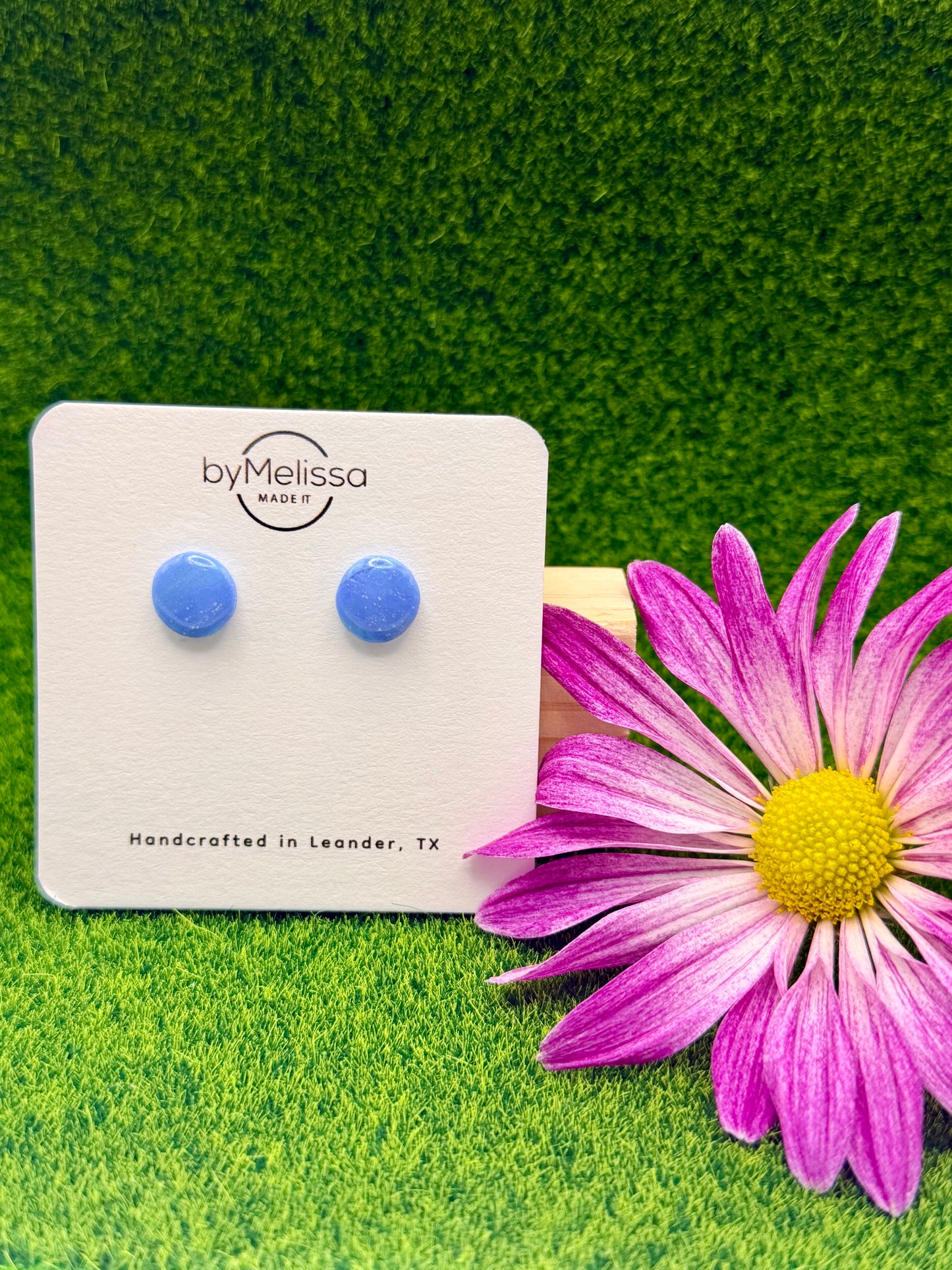 Sky Blue and Periwinkle Small Circle Stud Earrings