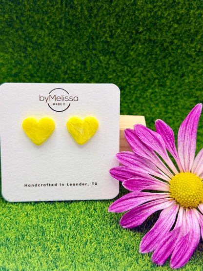 Yellow Heart Stud Earrings