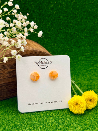 Orange Small Circle Stud Earrings