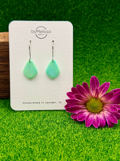 Lime and Turquoise Petite Kite Drop Earrings in Silver