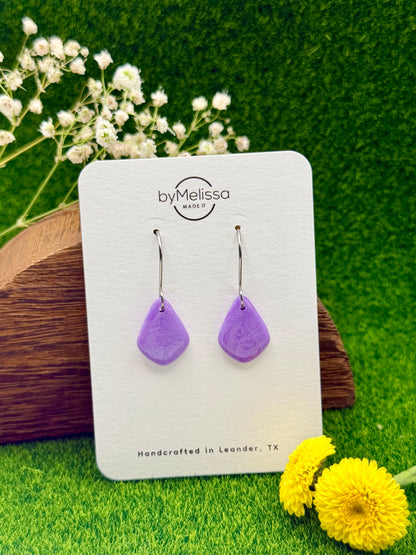 Purple Petite Kite Drop Earrings in Silver