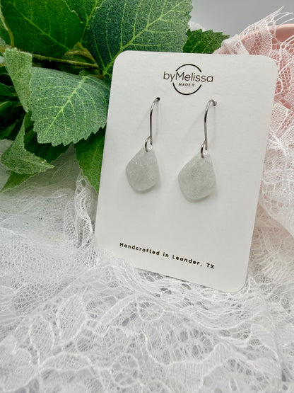 White and Silver Petite Kite Drop Earrings