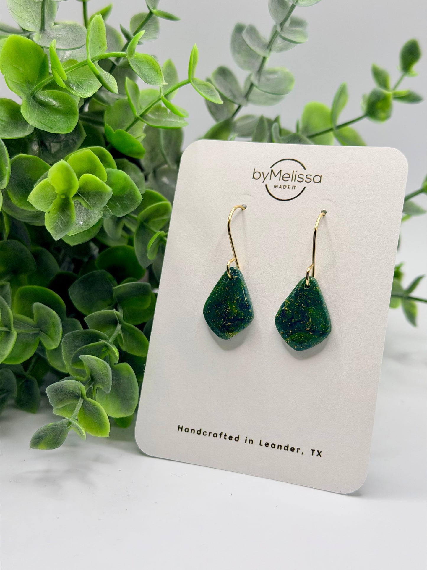 Navy and Gold Petite Kite Drop Earrings in Gold