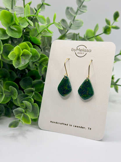 Navy and Gold Petite Kite Drop Earrings in Gold