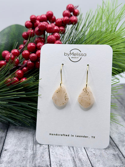 White and Gold Petite Kite Drop Earrings