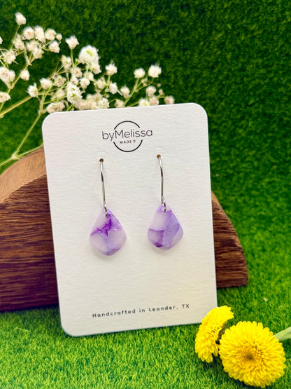Purple Petite Kite Drop Earrings in Silver