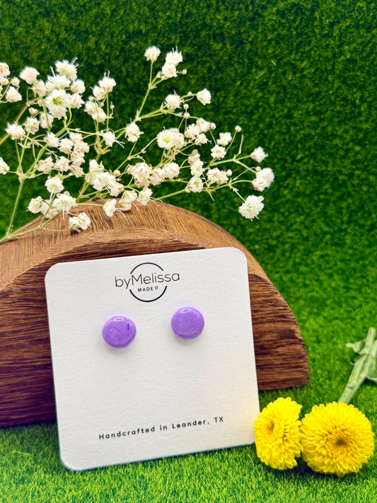 Purple Small Circle Stud Earrings