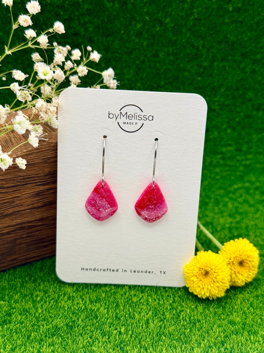 Red and Pink Petite Kite Drop Earrings in Silver