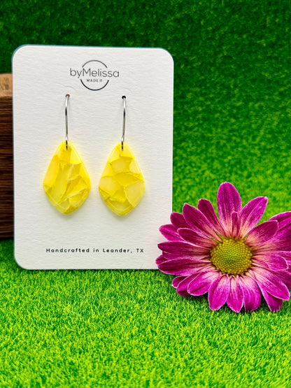 Yellow Small Kite Drop Earrings in Silver