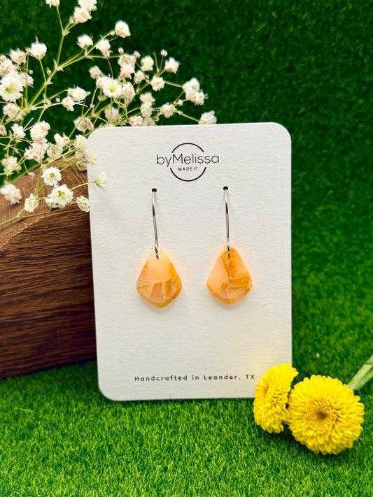 Orange Petite Kite Drop Earrings in Silver