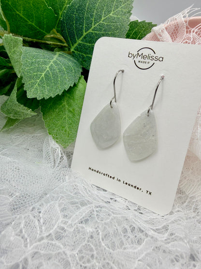 White and Silver Small Kite Drop Earrings