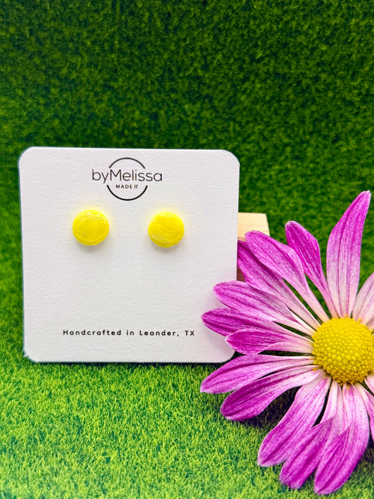 Yellow Small Circle Stud Earrings
