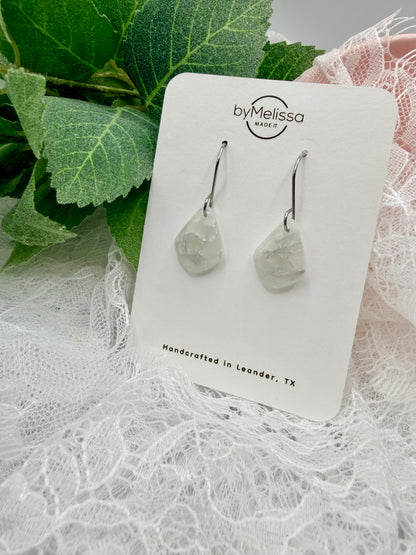 White and Silver Petite Kite Drop Earrings