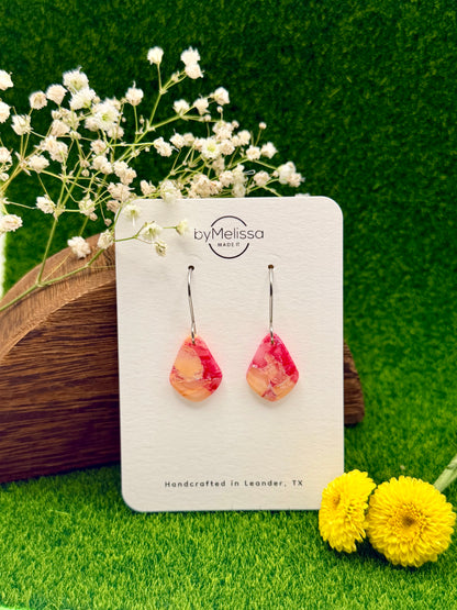 Red and Orange Petite Kite Drop Earrings in Silver