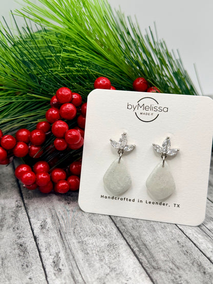 White and Silver Petite Kite with Flower Cubic Zirconia Studs