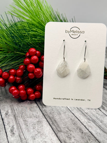 White and Silver Petite Kite Drop Earrings