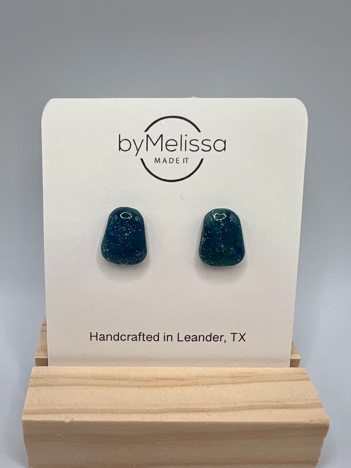 Forest Green and Blue Trapezoid Stud Earrings